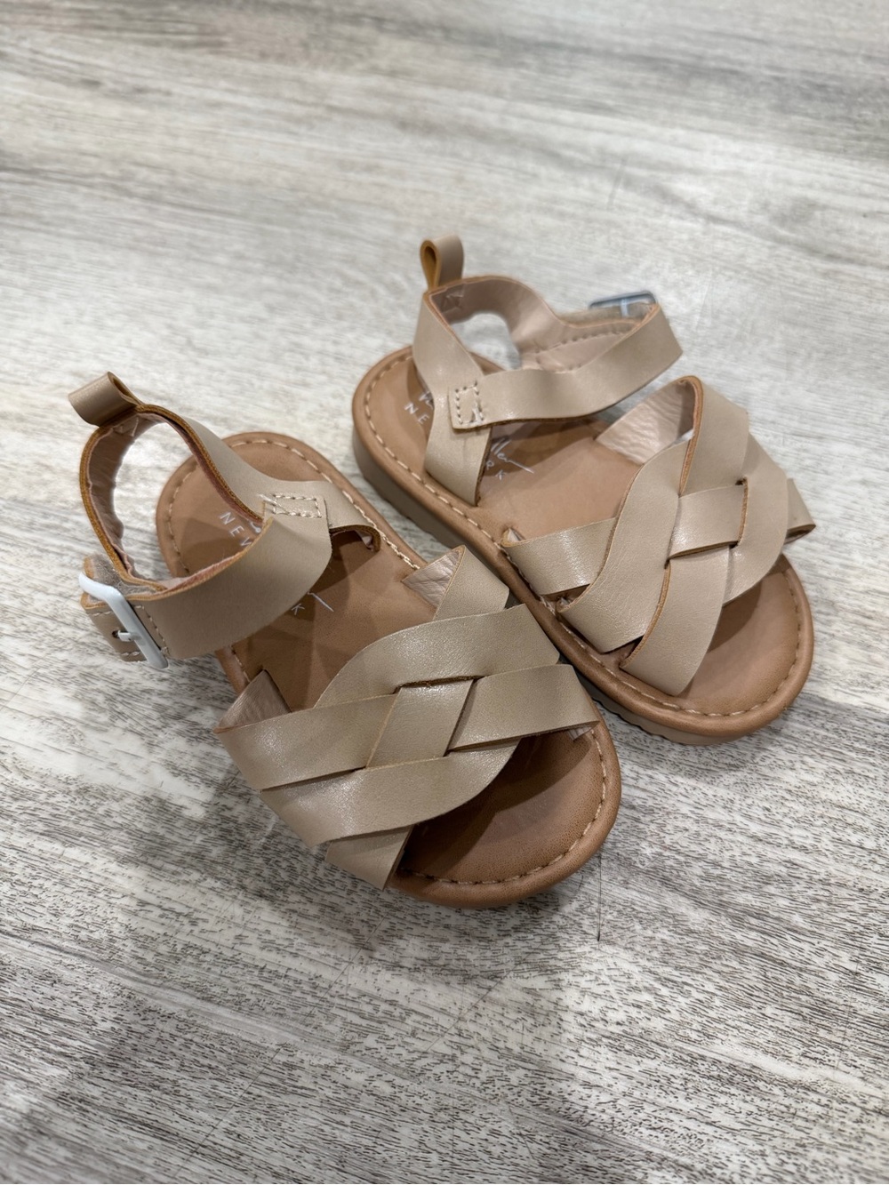 Nicole Miller Kids Tan Braided Strap Sandals